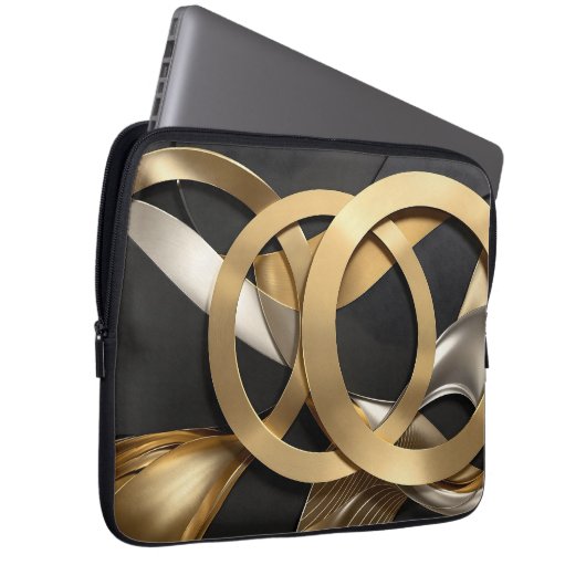 Golden Rings Abstrakt Art - Modernes Luxus Design Laptopschutzhülle (Vorne Rechts)