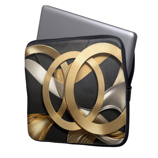 Golden Rings Abstrakt Art - Modernes Luxus Design Laptopschutzhülle (Vorderseite Links)