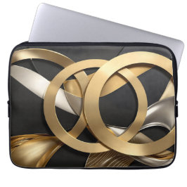 Golden Rings Abstrakt Art - Modernes Luxus Design Laptopschutzhülle