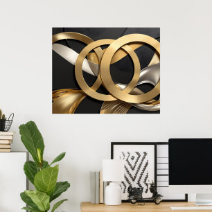 Golden Rings Abstrakt Art - Modernes Luxus Design Poster