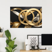 Golden Rings Abstrakt Art - Modernes Luxus Design Poster (Heimbüro)
