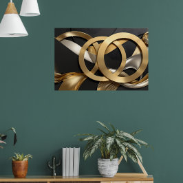 Golden Rings Abstrakt Art - Modernes Luxus Design Poster