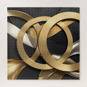 Golden Rings Abstrakt Art - Modernes Luxus Design Puzzle