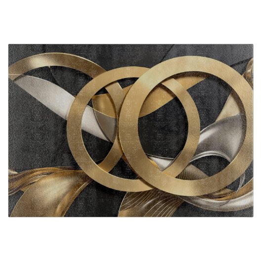 Golden Rings Abstrakt Art - Modernes Luxus Design Schneidebrett (Vorderseite)