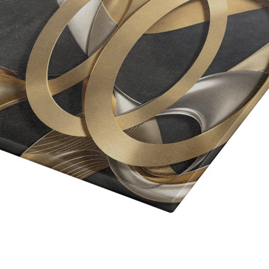 Golden Rings Abstrakt Art - Modernes Luxus Design Schneidebrett (Ecke)