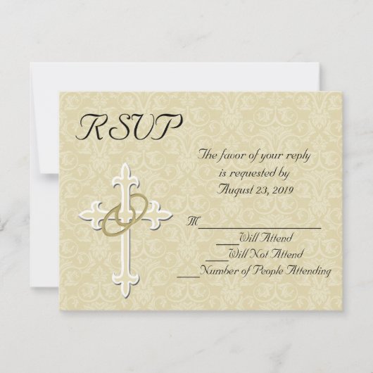 Golden Rings Christlich Wedding RSVP Card Karte (Vorderseite)