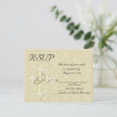 Golden Rings Christlich Wedding RSVP Card Karte (Stehend Vorderseite)