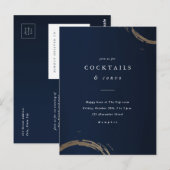 Golden Rings Cocktail Party Einladung Postkarte (Vorne/Hinten)
