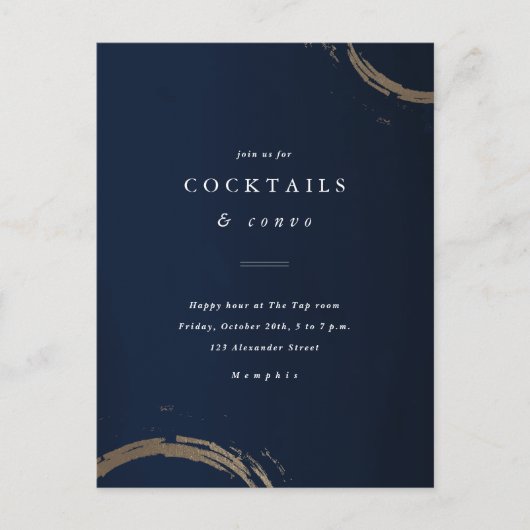 Golden Rings Cocktail Party Einladung Postkarte (Vorderseite)