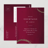 Golden Rings Cocktail Party Einladung Postkarte (Vorne/Hinten)