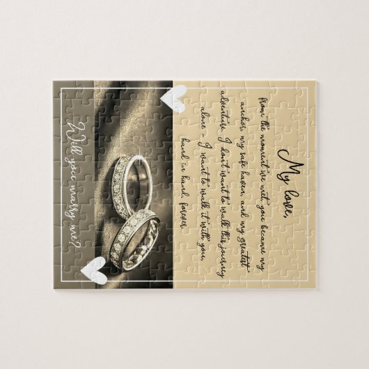 Golden Rings Heiratsvorschlag wird Sie mir heirate Puzzle (Horizontal)