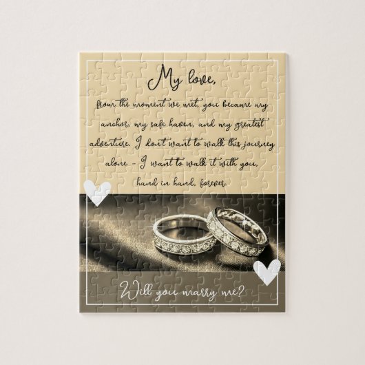 Golden Rings Heiratsvorschlag wird Sie mir heirate Puzzle (Vertikal)