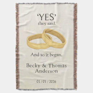 Golden Rings, Wedding Date Keepsake Decke