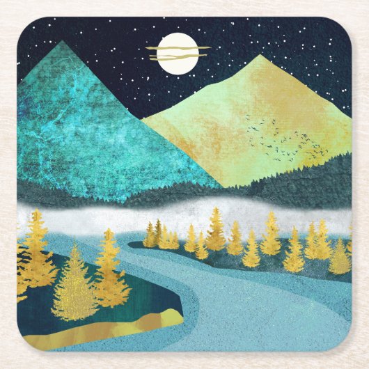 Golden River Rechteckiger Pappuntersetzer (Vorderseite)