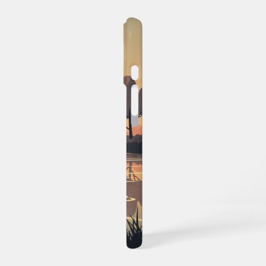 Golden River Retro Scene iPhone 16 Hülle (Linke Seite)