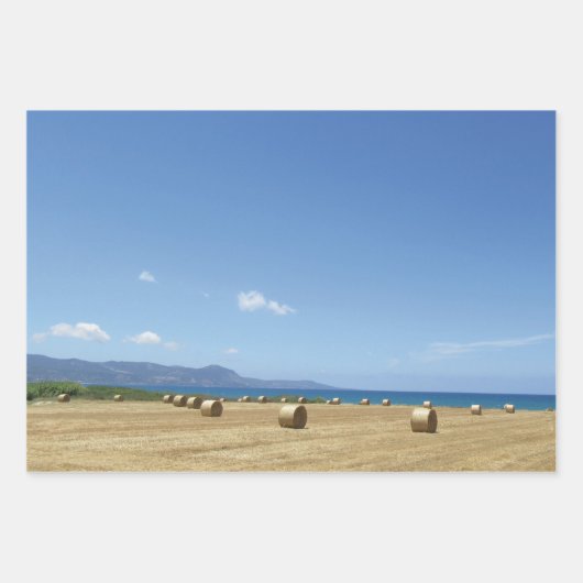 Golden Rolls of Hay and Deep Blue Sea Design Geschenkpapier Set (Vorderseite 3)