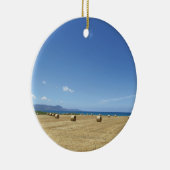 Golden Rolls of Hay and Deep Blue Sea Design Keramik Ornament (Rechts)