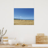 Golden Rolls of Hay and Deep Blue Sea Design Poster (Küche)