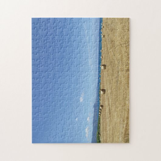 Golden Rolls of Hay and Deep Blue Sea Design Puzzle (Vertikal)