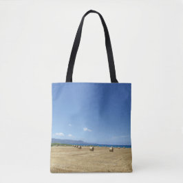Golden Rolls of Hay and Deep Blue Sea Design Tasche