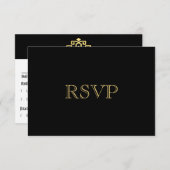 Golden Romance Art Deco RSVP Karte (Vorne/Hinten)