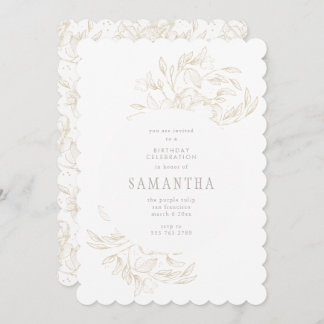 Golden Romantic Floral Geburtstag Einladung