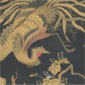 Golden Rooster Bird Japanisch Klassische Antike Aufkleber (Vorderseite)