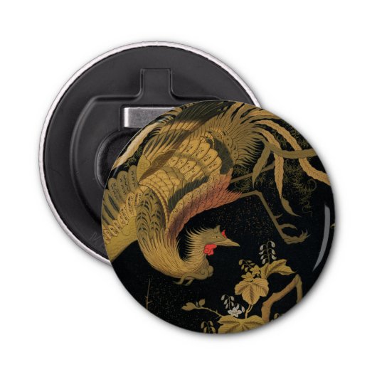 Golden Rooster Bird Japanisch Klassische Antike Flaschenöffner (Vorderseite)