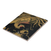 Golden Rooster Bird Japanisch Klassische Antike Fliese (Seite)