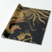 Golden Rooster Bird Japanisch Klassische Antike Geschenkpapier (Ungerollt)