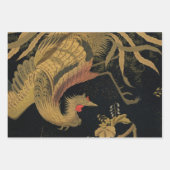 Golden Rooster Bird Japanisch Klassische Antike Geschenkpapier Set (Vorderseite)