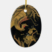 Golden Rooster Bird Japanisch Klassische Antike Keramik Ornament (Vorne)