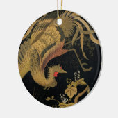 Golden Rooster Bird Japanisch Klassische Antike Keramik Ornament (Links)