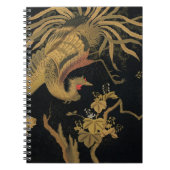 Golden Rooster Bird Japanisch Klassische Antike Notizblock (Vorderseite)