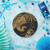 Golden Rooster Bird Japanisch Klassische Antike Pappteller (Party)