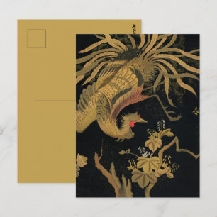 Golden Rooster Bird Japanisch Klassische Antike Postkarte