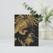 Golden Rooster Bird Japanisch Klassische Antike Postkarte (Stehend Vorderseite)