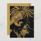 Golden Rooster Bird Japanisch Klassische Antike Postkarte (Vorne/Hinten)