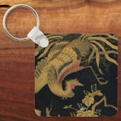 Golden Rooster Bird Japanisch Klassische Antike Schlüsselanhänger (Vorderseite)