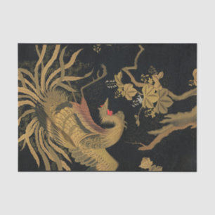 Golden Rooster Bird Japanisch Klassische Antike Seidenpapier