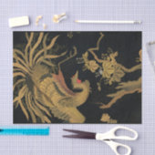 Golden Rooster Bird Japanisch Klassische Antike Seidenpapier (Handwerk)