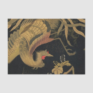 Golden Rooster Bird Japanisch Klassische Antike Seidenpapier