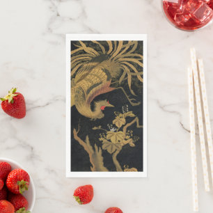 Golden Rooster Bird Japanisch Klassische Antike Serviette