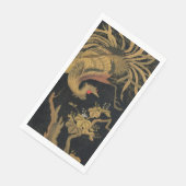 Golden Rooster Bird Japanisch Klassische Antike Serviette (Ecke)