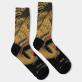 Golden Rooster Bird Japanisch Klassische Antike Socken (Rechts)