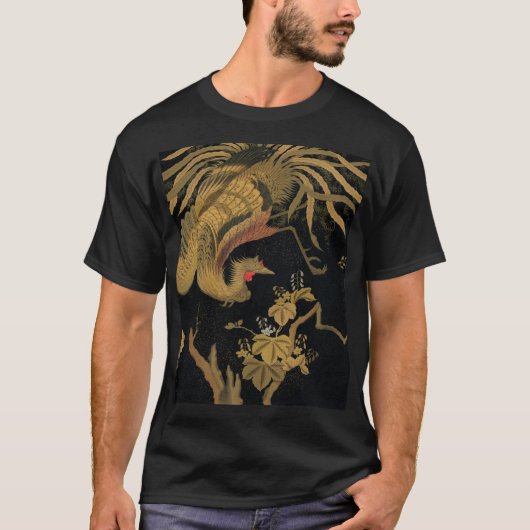 Golden Rooster Bird Japanisch Klassische Antike T-Shirt (Vorderseite)