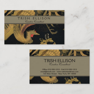 Golden Rooster Bird Japanisch Klassische Antike Visitenkarte