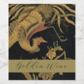 Golden Rooster Bird Japanisch Klassische Antike Weinetikett (Einzelnes Label)