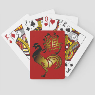 Golden Rooster Chinesisches Ideogramm Zodiac Birth Spielkarten