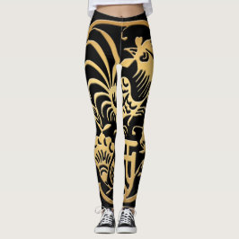 Golden Rooster Jahr 2017 Papercut Schwarze Legging Leggings
